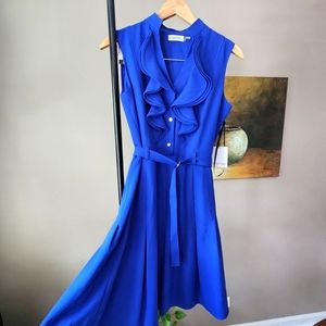 Calvin Klein NWT Pleated Royal Blue dress